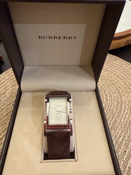 Burberry Other - Burberry Rectangular Swiss Made Watch Brown Leather Strap BU1103
